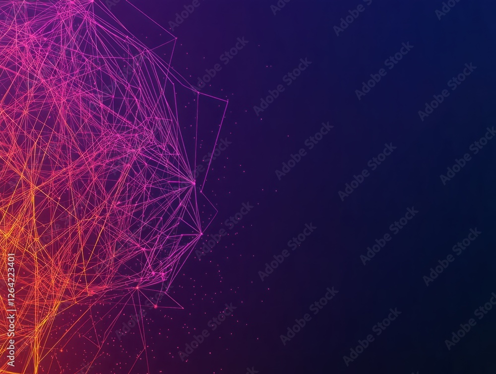 Poster abstract geometric lines and shapes with bright colors on dark background for technology and design 