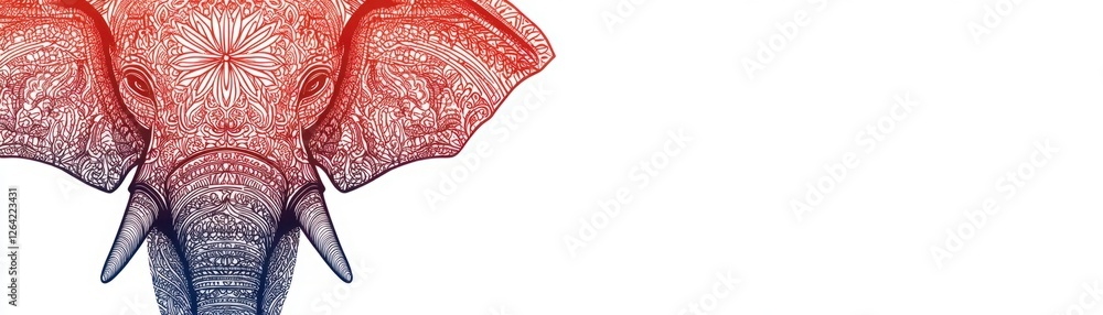Poster intricate and colorful artistic representation of an elephant with detailed patterns and designs on 