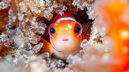 Obraz premium Clownfish close-up coral reef nature photography underwater macro view marine life