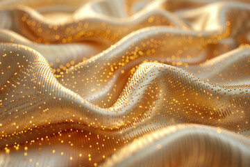 Luxurious Golden Silk Fabric with Smooth Folds and Soft Texture