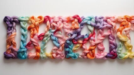 Fototapeta premium Knitted Crochet Numbers Set on White Background