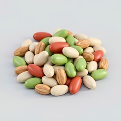 A collection of different types and colors of beans.