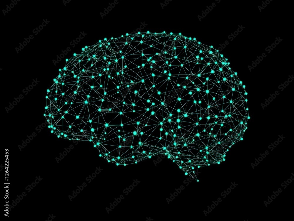 Aufkleber abstract representation of a human brain made from glowing connections and nodes, symbolizing neural