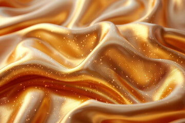 Luxurious Golden Silk Fabric with Smooth Folds and Soft Texture