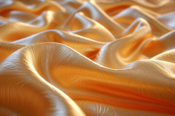 Luxurious Golden Silk Fabric with Smooth Folds and Soft Texture