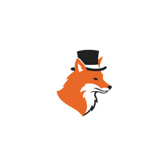 Obraz premium Elegant Fox Logo Wearing a Top Hat Symbolizing Sophistication and Class
