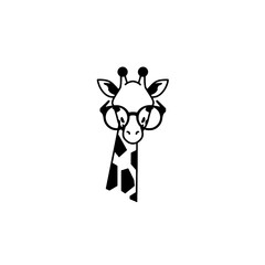 Illustration of a Giraffe Wearing Glasses in a Minimalist Design