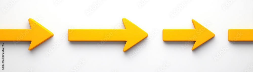 Aufkleber bright yellow arrows on a clean white background indicating direction and movement in a minimalistic