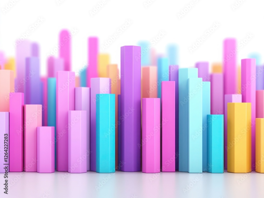 Poster colorful modular blocks stacked in vibrant patterns against a soft white background for creative des