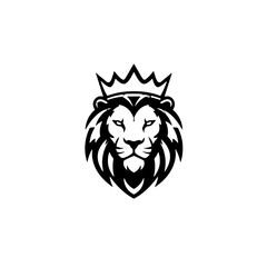 Elegant Black Lion Emblem with Intricate Crown Design