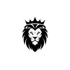 Elegant Black and White Lion Logo with Crown for Branding
