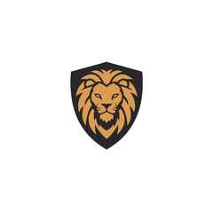 Elegant Lion Logo Design with Black and Golden Color Palette Emblem