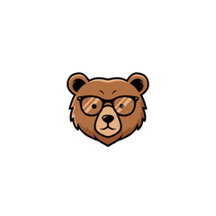 Adorable Bear Cartoon Graphic With Glasses on White Background