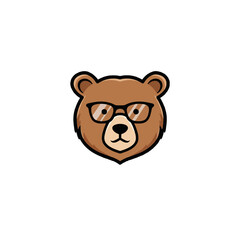 Illustration of a Bear Wearing Glasses as a Stylish Mascot Logo