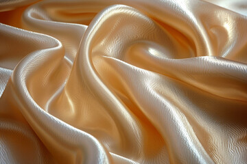 Luxurious Golden Silk Fabric with Smooth Folds and Soft Texture