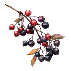 Realistic boho illustration displays water painted fruit branch elegantly