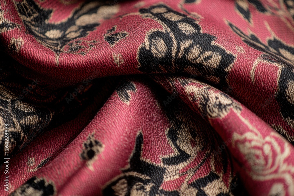 Aufkleber elegant close up of intricately patterned fabric featuring floral and geometric designs, perfect for