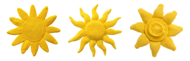 Bright Yellow Sun Shapes for Creative Projects Isolated on transparent background