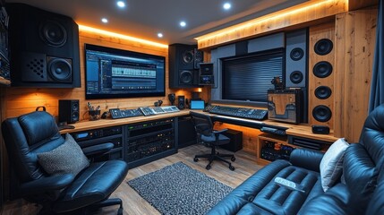 Fototapeta premium State-of-the-art Home Music Studio: Professional Audio Setup