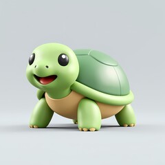 Obraz premium A cute and friendly green turtle.