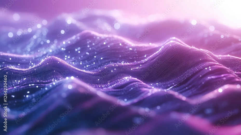 Poster abstract data landscape with glowing pathways and nodes, representing ai's role in big data analysis
