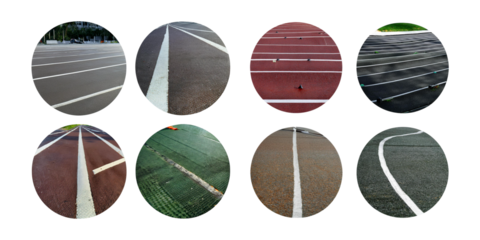 Abstract Collection of Road Lines in Circular Frames for Design Use, isolated on transparent background