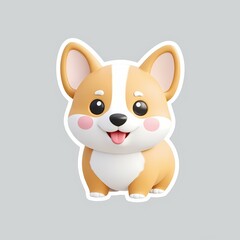 A cute cartoon depiction of an adorable corgi with a happy expression.