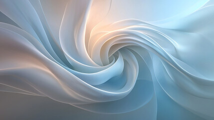 Floating fluid design background in white and pale blue tones with soft, organic shapes, perfect for serene digital artwork or abstract design.
