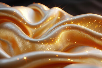 Premium Gold Silk Texture – Elegant and Rich Draped Fabric