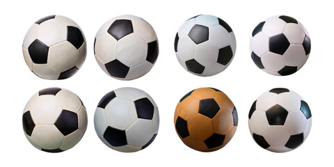 Naklejka premium Variety of Soccer Balls on a White Background for Sports Themes, isolated on transparent background