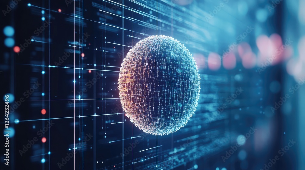 Poster abstract visualization of a virus being quarantined within a digital environment, illustrating malwa