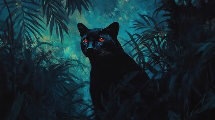 Black panther jungle night wildlife mystery artwork