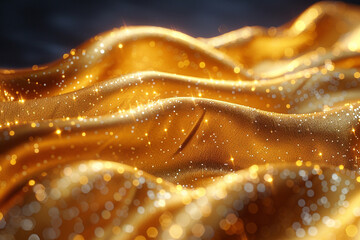 Premium Gold Silk Texture – Elegant and Rich Draped Fabric