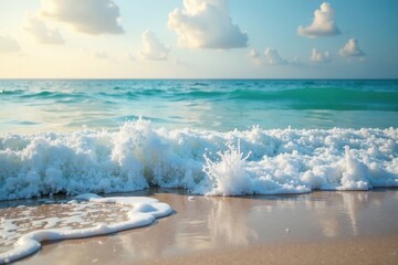 Soft ocean waves gently lapping at the shore, blue, ocean, waves