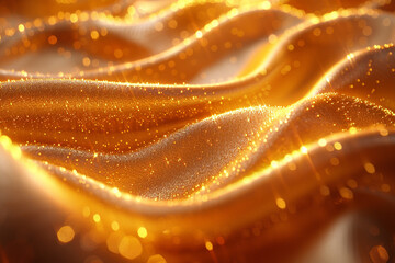 Premium Gold Silk Texture – Elegant and Rich Draped Fabric