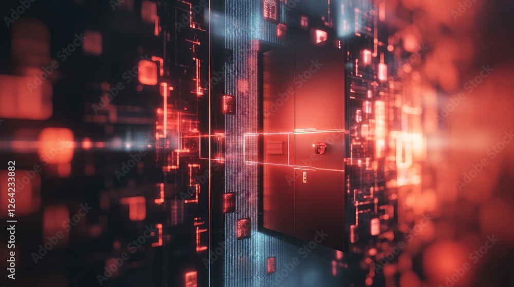 Aufkleber a vault door embedded in a digital interface, representing secure data storage in cyberspace.
