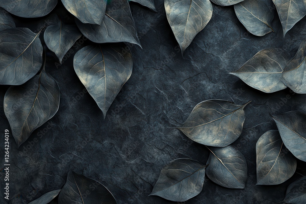 Poster intricate leaf pattern with soft shadowing creating an organic texture. generative ai