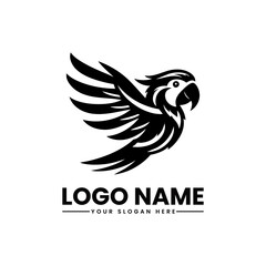 Parrot Vector Logo Colorful Tropical Bird Illustration Exotic Wildlife Mascot Design