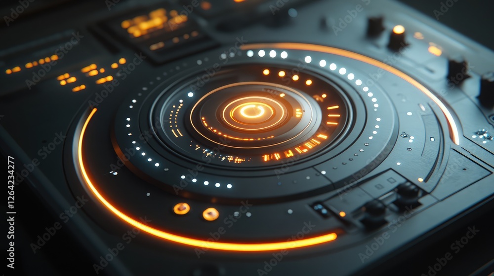 Poster close-up of a digital assistant device with a glowing interface, symbolizing ai in everyday technolo