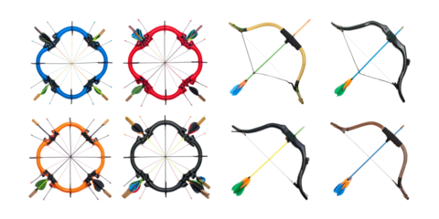 Colorful Archery Bow and Arrow Set with Unique Designs and Styles