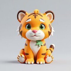 Naklejka premium A digital rendering of an anthropomorphic tiger cub.