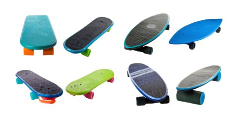 Colorful Skateboards on White Background for Creative Design Projects
