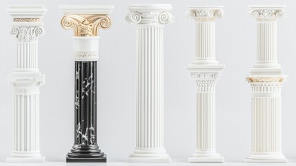 Obraz premium Classic Greek Columns Architectural Design Elements White Marble Pillars Ancient Greec
