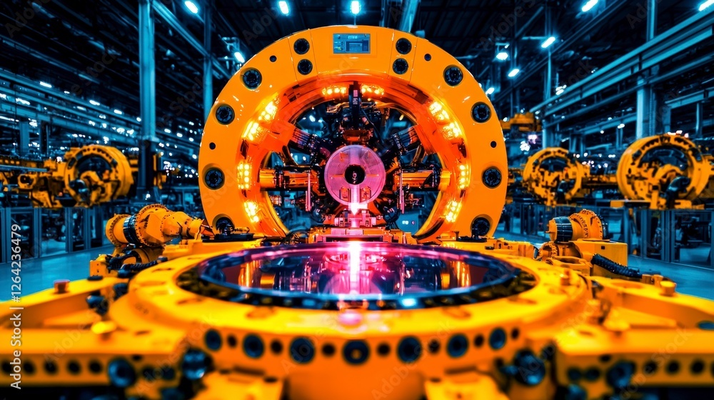 Poster advanced robotics in modern factory industrial automation smart manufacturing high tech