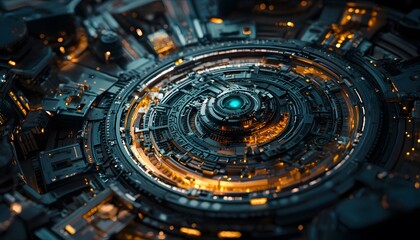 Macro shot of intricate clock gears glowing under cinematic ambient light, dynamic storytelling