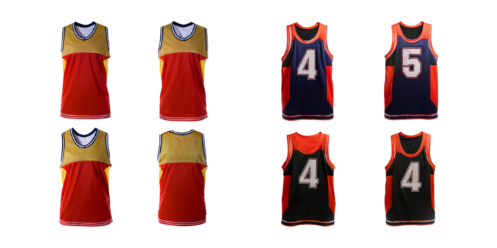 Colorful Sports Jerseys Set with Numbers and Diverse Designs