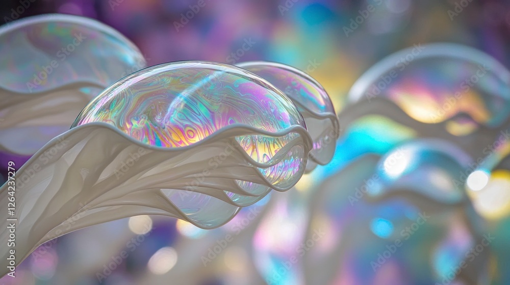 Poster iridescent bubbles abstract art colorful soap bubbles shimmering light design backgr