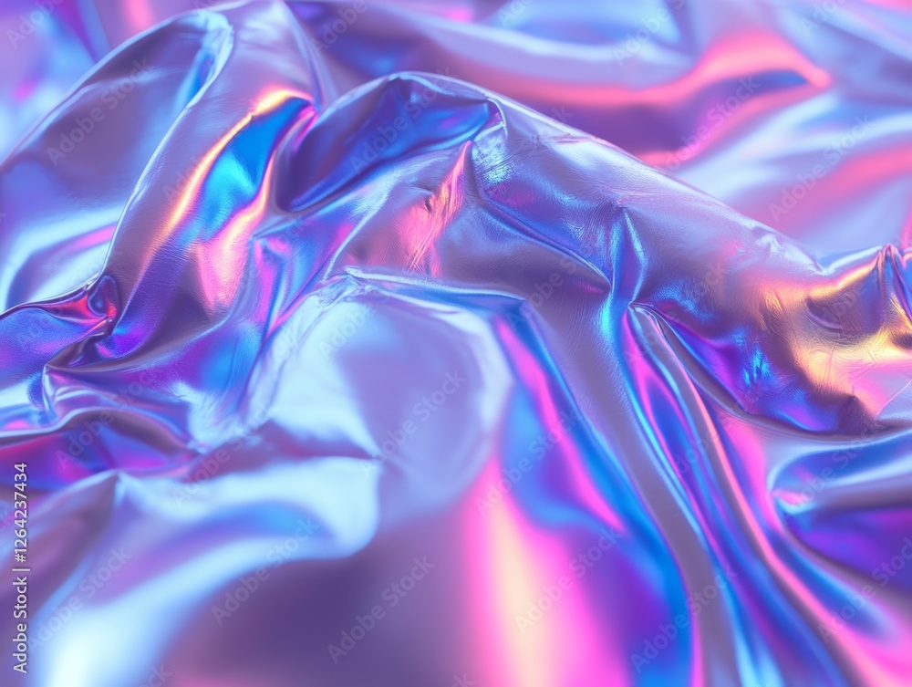 Poster holographic chrome gradient waves abstract background - ai
