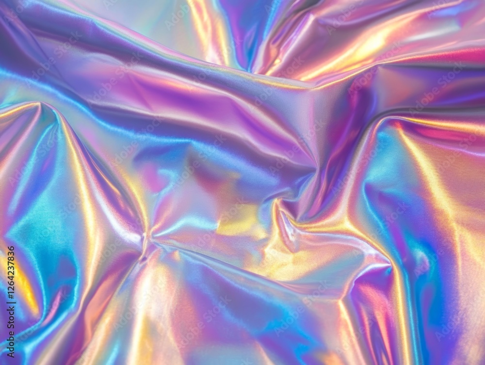 Poster holographic chrome gradient waves abstract background - ai