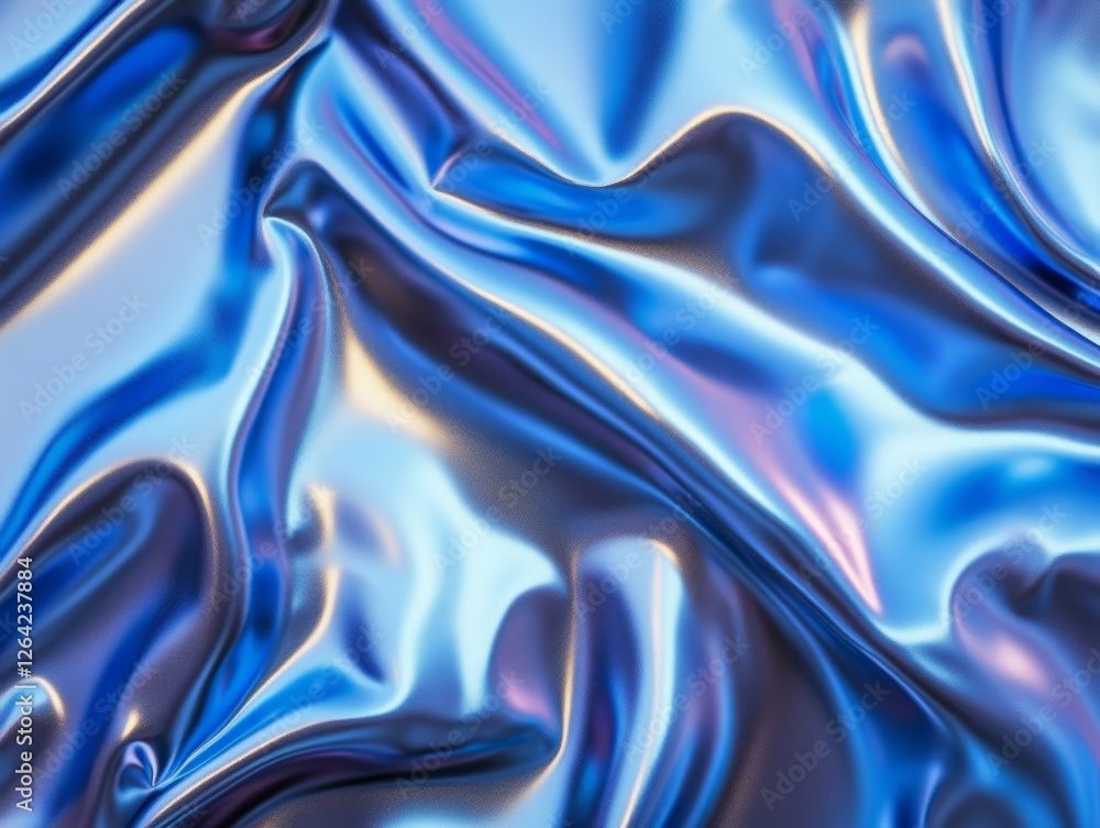 Poster holographic chrome gradient waves abstract background - ai